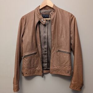 Banana Republic 100% Leather Jacket Moto/ Racer Style Cognac/Tan XS